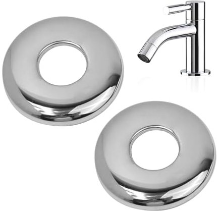 2 x 26mm G3/4 Chrome Pipe Cover, Shower Water Tap Round Valve Radiator Base Plate High Tall Hole Collar Stainless Steel, Easy Installation for Kitchen, Bathroom, Shower, Radiator