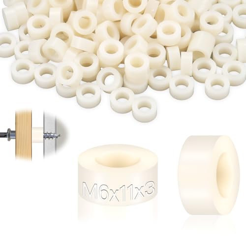 SWTYExt Arandelas Espaciadoras Redondas M6 Arandelas Goma ABS Espaciador Aislante 11x3 mm Arandelas Plástico 50 Piezas Arandela Puerta Nylon Soporte Espaciador Blanco para Tornillos Electrodomésticos