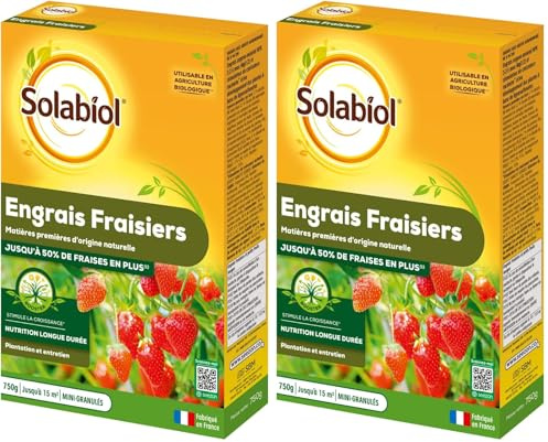SOLABIOL Engrais Fraisiers & Petits Fruits - 750g - Jusqu'à 15m² - Stimulateur De Croissance - Nutrition Longue Durée - Jusqu'à 50% De Fraises En Plus - Utilisable En Agriculture Biologique SOFRAY750
