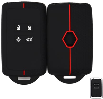 Coque Clé De Voiture pour Renault,Etui Carte Renault,Protège Clé Voiture,Compatible avec Renault Clio Megane Koleos Kadjar Kangoo Twingo Talisman Captur Espace Dacia Duster, Silicone TPU 4 Boutons