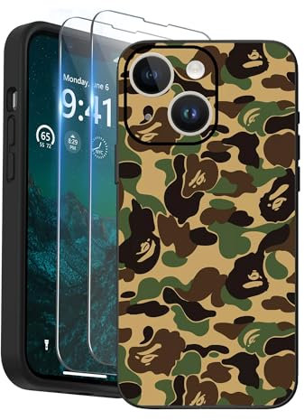 Cliffora Flüssigsilikon-Handyhülle für iPhone 16, 15, 14, 13, 12, 11 Pro Max XS/SE, personalisierbar, mit 2 Displayschutzfolien, Grün
