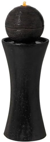 Fontaine Solaire Fontaine à Eau d'extérieur Moderne Zen de 30 Pouces de Haut avec Colonne à Bulles Lumineuse à LED pour Jardin Décoration Jardin