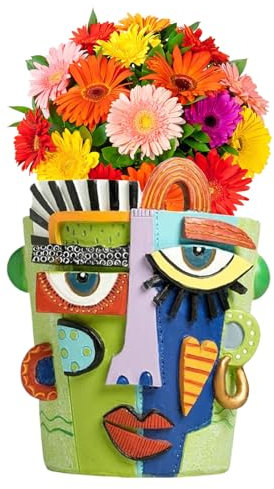 Genérico Maceta Cabeza De Rostro Abstracto - Macetero Cabeza Multicolor - Maceta de 15 cm con Agujero de Drenaje, Soporte para Bonsáis, Decoración para Interior, Exterior y Patio