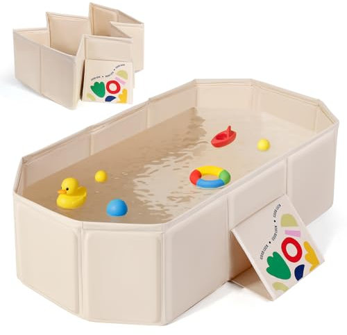 Orzbow Baignoire Pliable Bébé, Baignoire Bébé Portable avec Triangle D'appui, Baignoire Enfant Voyage pour Usage Extérieur, Convient pour Les 0-8 ans, Se Plie en 0,1 m³, Économie D'espace, Blanc