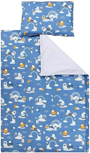 TupTam Kinder Bettwäsche Gemustert 2-Teilig Wendebettwäsche, Farbe: Traktoren/Regenbögen/Blau/Grau, Größe: 120x90 cm