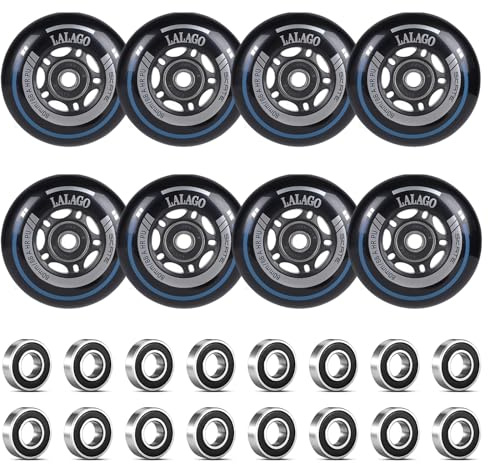 LALAGO 8er Inline Skate Rollen 80mm, für K2 Hudora Gonex Apollo Inline | 88A SHR PU, mit Kugellager ABEC 9, Inline Skate Räder, Outdoor/Indoor-Rollschuh-Räder für K2 Hudora Gonex Apollo Inline Skate