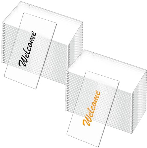 50Pcs Clear Acrylic Place Cards, BetterJonny 2 * 3.5in Rectangle Blank Seating Card Blank Table Number Card DIY Name Plate for Wedding Birthday Party Dinner Banquet