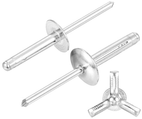 QUARKZMAN 50 Stück Blindnieten 3/16x1 Aluminium Große-Kopf Drei-Griff Nieten Große Flansch Blechnieten Für DIY Blech Auto Reparaturen Möbel Marine Boote (Silber)