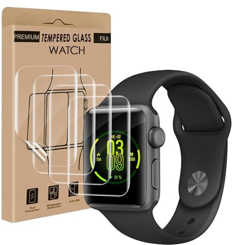 Cable Leader Verre Trempé pour Apple Watch Series 4/5/6/SE/SE2/SE3 (44mm) Vitre Protection, Sans Bulle, 3D Tactile Sensible, Anti Rayures, Ultra HD Apple Watch 44mm Protection Écran(4 Pièces TPU)