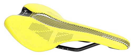 Changor Mountainbike-Sattel, Ultraleichtes Weiches Sitzkissen für Rennräder, Hohler und Atmungsaktiver Ledersattel für Herren, Geeignet für Mountainbikes/Klappräder (Gelb)
