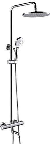 QTYQWC Système de Douche thermostatique de Douche avec Piste de Douche de 8 Pouces de Douche à 3 Fonctions de Douche à Main Rail de Glissement réglable Chrome Chrome Polied Chrome Chrome