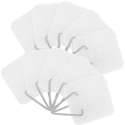 VILLCASE 10pcs White Adhesive Wall Plate Hangers Large Invisible Sticky Hooks for Picture Frames, Ceramic Plates, Home Wall Decoration, No-Drill Self-Adhesive Sticky Hooks