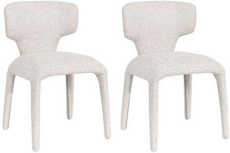 Duhome Essstuhl 2er Set Küchenstuhl Vollbedeckung Bouclé Material Leicht Luxus minimalistischer Stil für Küchen Wohnzimmer Schlafzimmer Max Ladung bis 130 kg, Haferfarbe