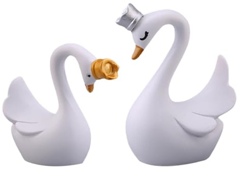 Toddmomy 2 Stück Schwanenkuchen Ornament aus Kunstharz Stabile und Detailreiche Weiße Schwanen Kuchenfigur für Geburtstagskuchen und Nachmittagstee Dekoration