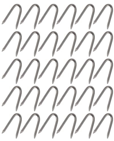 FENICAL 140 Clous en U en Fer Argenté pour Jardin, Fixation Facile Pointes Effilées, pour Clôtures et Filets de Terrain de Football