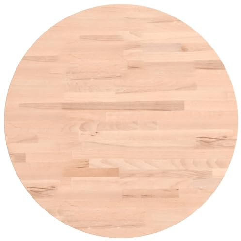 GeenYuu Plateau de table rond en bois de hêtre massif Ø 50 x 2,5 cm - Pour plan de travail, table à manger, cuisine, table basse, plateau de rechange, plateau de meuble