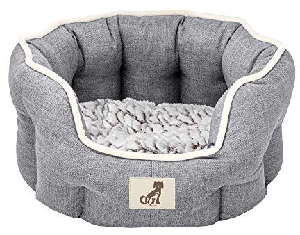 allpetsolutions Alfie Range Dog Bed - Warm, Fleece-Lined Machine Washable with Raised Rim - Calming Pet Sofa & Home Lounger with Extra Soft Reversible, Removable Pillow Cushion - Medium, Grey