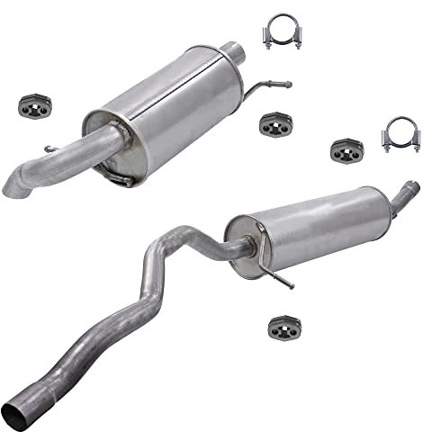 BESTPRICE Auspuff Schalldämpfer Set 1x Mittelschalldämpfer, 1x Endschalldämpfer, mit Montagematerial Kompatibel mit FORD GALAXY I (WGR), VW SHARAN (7M8, 7M9, 7M6)
