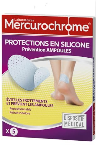 Mercurochrome Protections en Silicone Prévention des Ampoules 5 Adhésifs