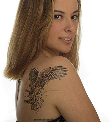 2 x schwarzes Adler XL Tattoo - Pfeil Geometrisch - Body Temporary Tattoo - HB840 (2)