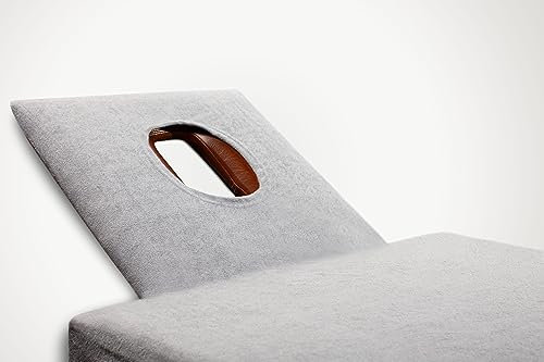 Castejo Spannbezug für Massageliegen, Behandlungsliegen, Praxisliege, Therapie-u.Kosmetikliegen mit Gesichtsschlitz Öko-Text geprüft, Frottier,verschiedene Farben CA6041 (65x200 silber)