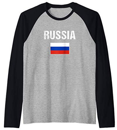Herren Russland Baseball T-shirt Russische Geschenk Russland Flagge Raglan