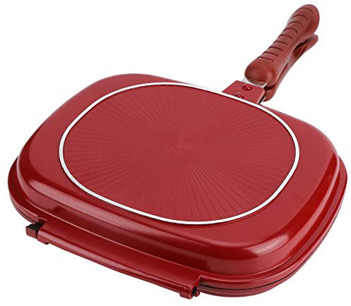 Sartén de Doble Cara 28 cm Sartén Cuadrada roja Sartén de aleación de Aluminio Sartén para Tortillas Cocina para el hogar Suministros de Cocina