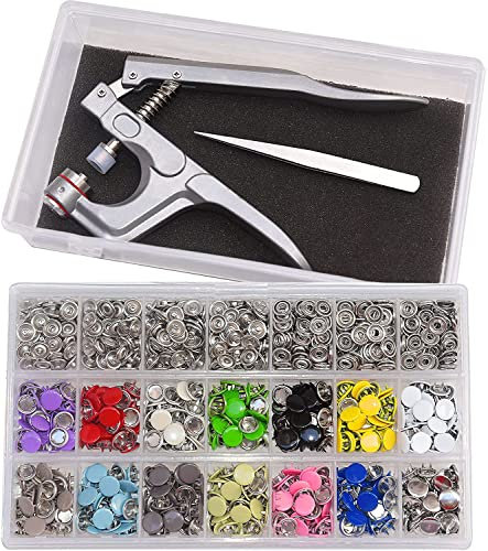 Druckknöpfe Mit Zange, 280set 14Farben Φ10mm Jersey Druckknöpfe Metall, Druckknopf Set mit Zange, Nähzubehör Buttons Knöpfe zum Annähen Werkzeug Jessey Snaps Für ür Baby Kinderbekleidung Sewing