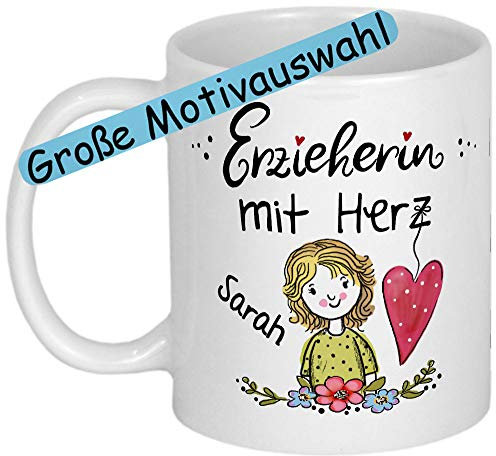 My Sweetheart® Abschiedsgeschenk Erzieherin Geschenk PERSONALISIERT Tasse mit Namen und MOTIVAUSWAHL Dankeschön Abschied Kindergarten Kita