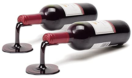 Spilled Wine Bottle Holder - Fun and Unique Way to Display Your Favorite Wine (Red, Pack of 2)