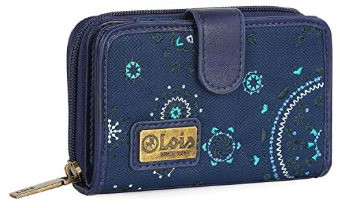 Lois - Portefeuille Multi Rangement Femme avec Blocage RFID - Porte Monnaie Multipoches Tendance, Bleu Marine