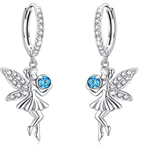 Elfen Ohrringe Mädchen Creolen 925 Sterling Silber Kinder Creolen Elfen Hängend Ohrringe Kreolen für Damen Zirkonia Elfen Creolen Ohrringe für Damen Mom Tochter
