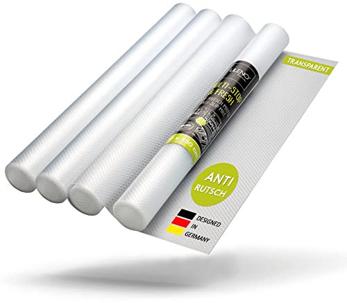 LILENO HOME Schubladenmatte 30x150 cm 4er Set (transparent) - Antirutschmatte Schubladen als Schubladeneinlage für Kühlschrank - Schublade Einlagen zuschneidbar als Antirutschmatten Küche