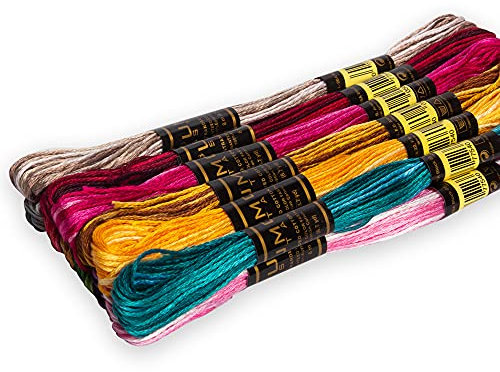 UMC STAG 12 Stück Premium Stickgarn | 100% ägyptische Baumwolle Premium Knäuel | Kreuzstich Sticktwist | Oeko TEX zertifizierte Baumwollgarn | Ideal für Kunst und Handwerk (variiert)