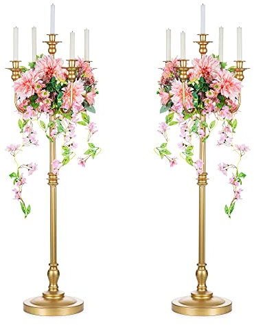 Sziqiqi Gold Boden Kandelaber Kerzenhalter für Hochzeit 127cm hoch 5-armig