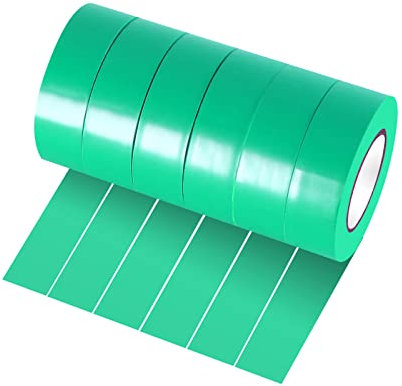 Xrkuu Cinta eléctrica verde de 6 rollos, cinta aislante de PVC de 18 mm x 10 m, resistente al agua, cinta adhesiva eléctrica para proyectos de alambre, aislamiento y reparación de cables rotos