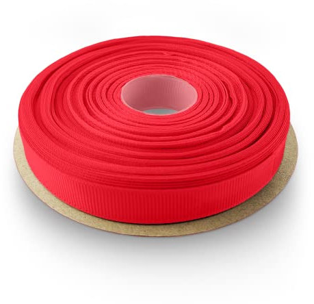Netuno 1 x Ripsband gerippt Rot 12 mm x 22 m Polyester Band Schleifenband Geschenk Deko-Stoffband Nähen Basteln Hochzeit Dekoration Verpacken Zierband