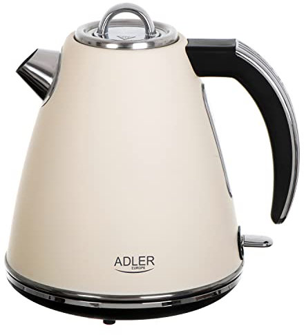 Adler AD 1343 Edelstahl Wasserkocher 1,5 l beige elektrisch Wasserkessel 360 drehbar Abschaltautomatik