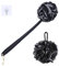 VANZAVANZU Ensemble d'éponges Loofah, manche en plastique antidérapant de 44 cm avec éponge de douche moelleuse, éponges de douche en mesh doux PE - Noir avec bord blanc