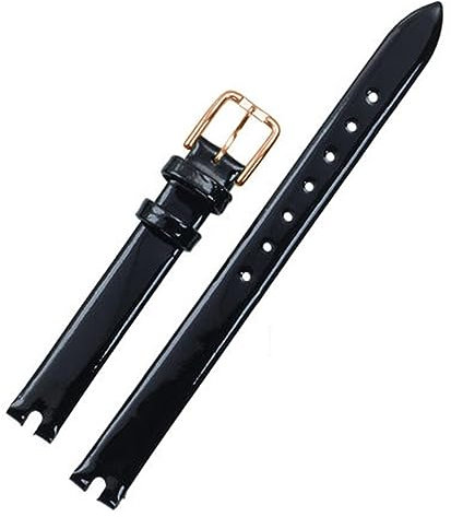 LUGEMA Damen-Lederarmband Kompatibel Mit Tissot 1853 T003209A Serie 10 Mm Dornschließe T003.209 Damenuhrenarmband Uhrenzubehör (Color : Black with gold, Size : 10mm)