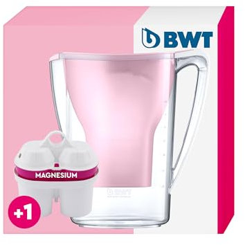 BWT AQUAlizer Home Rosa | Caraffa filtrante 2,6 l con 1 filtro al magnesio | depuratore acqua rubinetto | riduce calcare cloro metalli pesanti | per cucina bevande tè caffè