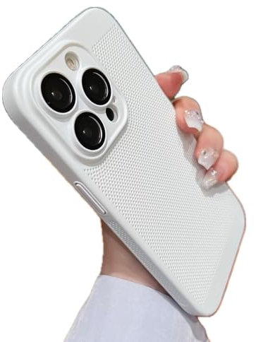 Miagon Heat Dissipation Cover for iPhone 12 Pro Max,Slim Hard Back Case Cooling Breathable Cellular Hole Bumper with Camera Lens Protection White