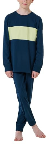 Schiesser Jungen Schlafanzug Set lang - 100% Organic Bio Baumwolle - Größe 140 bis 176, Nachtblau_182306, 176