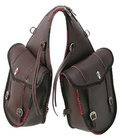 PIONEER Pferdesatteltaschen - Satteltasche aus Leder für den Reitsport - Ideal für Trekking und Ausritte - Bananenförmiges Design am Heck - Strapazierfähig und Bequem - Braun