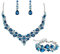 EVER FAITH Statement Halskette Ohrringe und Armband Set für Damen österreichische Kristall Tropfen Cluster Schmuckset Hell-Blau Silber-Tone