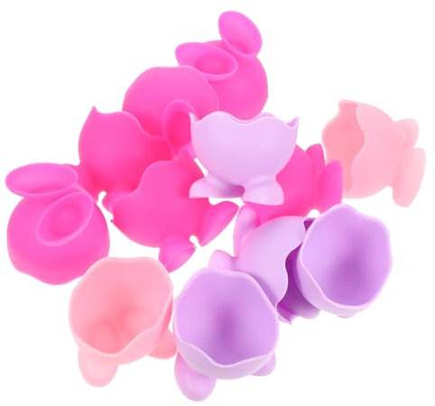 Amosfun 12pcs Silicone Egg Cups Tabletop Egg Holder Kitchen Cooking Tool for Boiled for Boys and Girls Cups and Household Use As Silicone Poacher Random Color