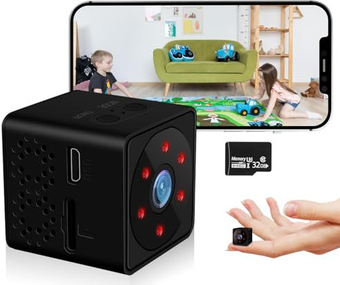 UCOCARE Spy Camera, 2.4G Wi-Fi or No WiFi Options, 4K Hidden Camera with 32GB Memory Card, Indoor Mini Camera with Phone App, Live Video, Night Vision, Motion Detection