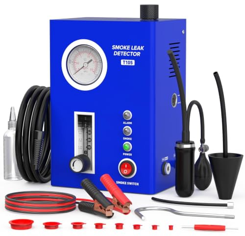 Probador de humo para automóvil, detector de fugas de máquina de humo automotriz con medidor de presión y medidor de flujo, bomba de aire integrada EVAP tubo de vacío detector de fugas de combustible