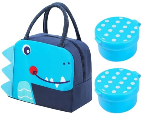 1 Bolsa Para Lonchera De Cocodrilo De Dibujos Animados Y 2 Recipientes Para Salsa, Linda Bolsa Para Lonchera Para Niños, Bolsa Reutilizable Para Lonchera, Bolsa Impermeable Para Almuerzo
