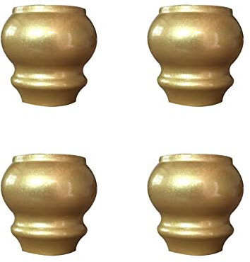 QWBDNMQP Pieds de Meuble en Bois Massif doré, Remplacement de canapé, Banc, Repose-Pieds, Causeuse, canapé, Table Basse, Meuble TV, Coiffeuse, Pieds en Bois, Lot de 4 (doré, 8 cm/3,15 Pouce